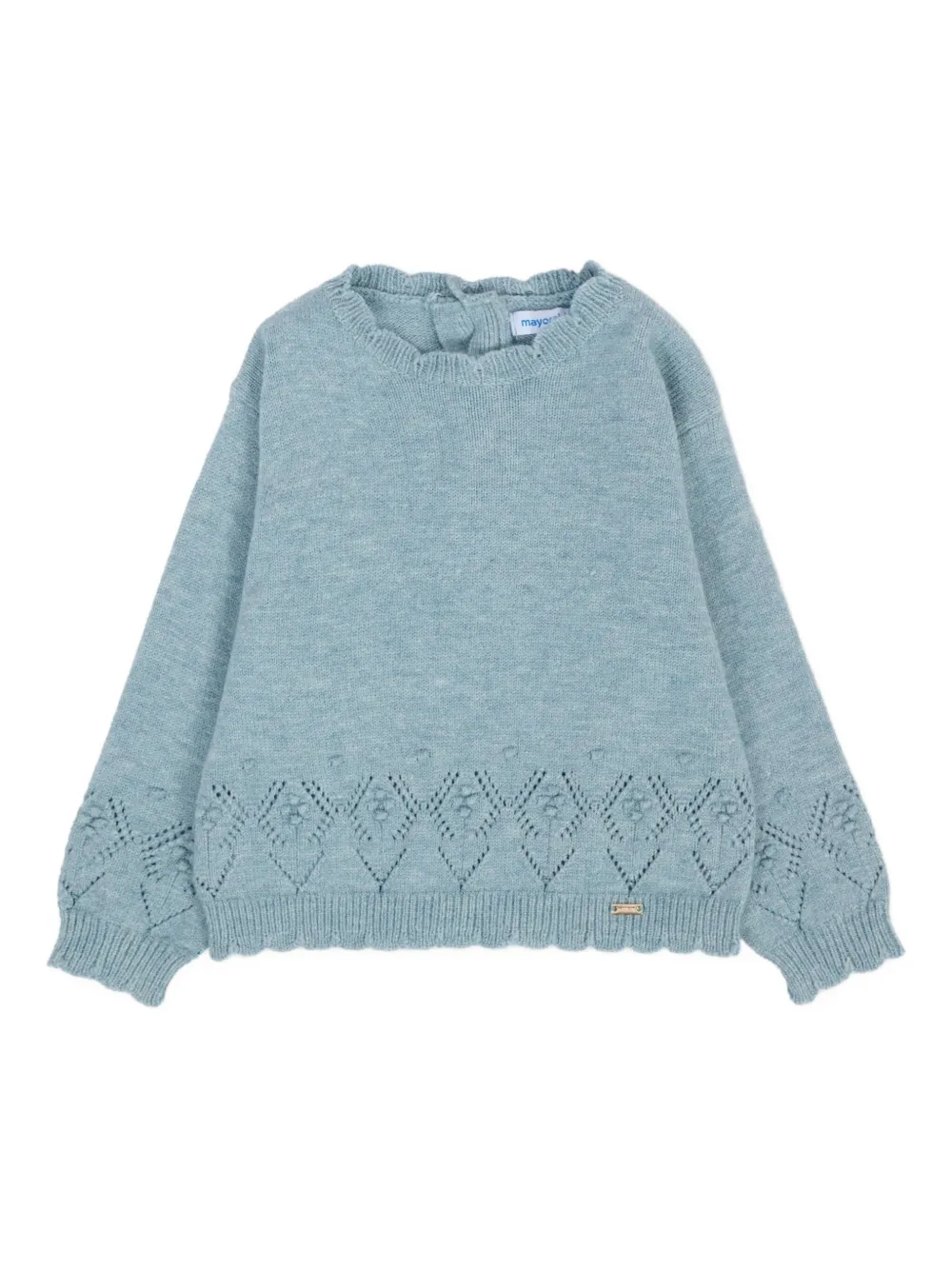 Mayoral Babies' Eyelet-detail Knitted Sweater In Blue