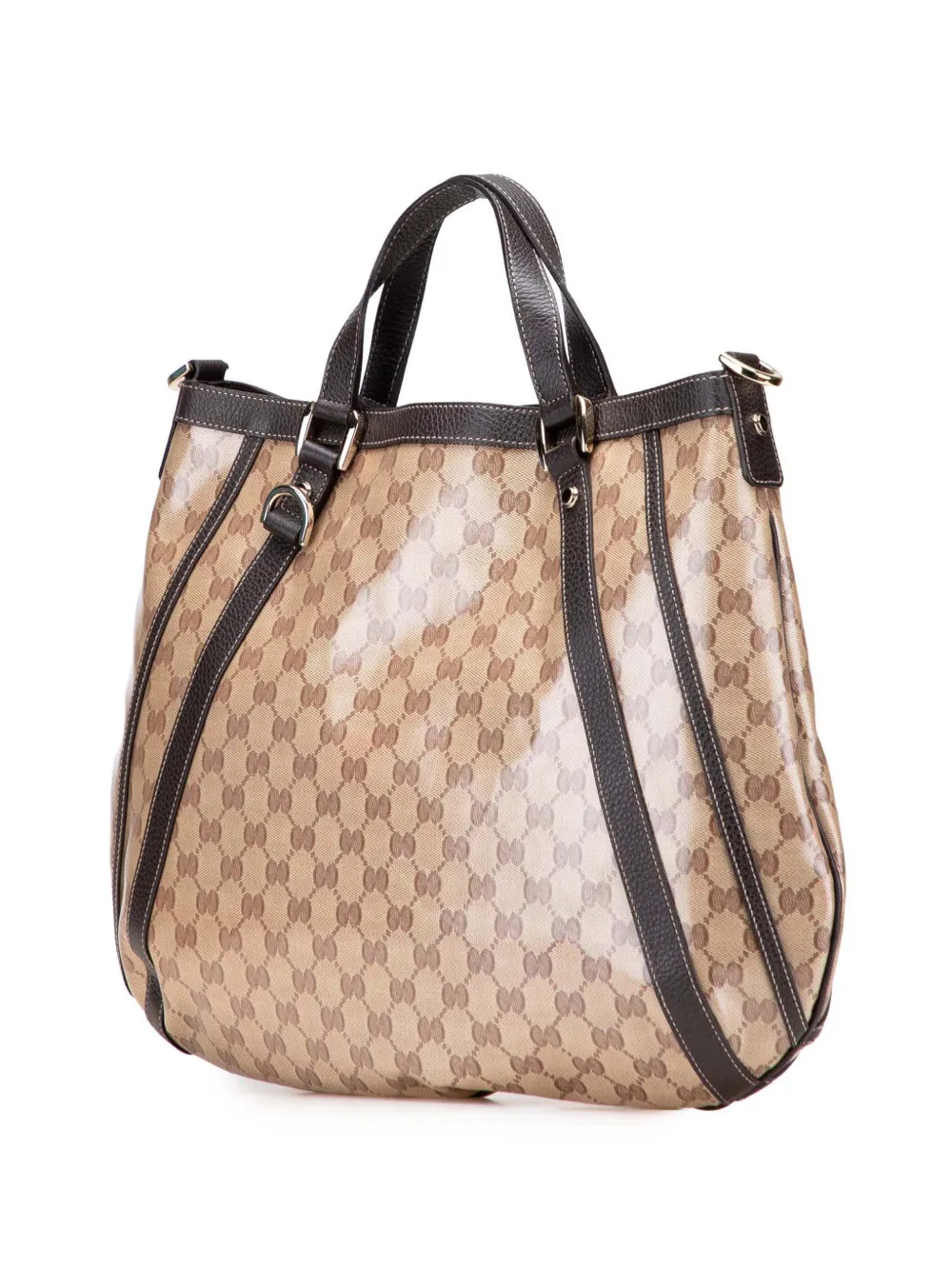 Pre-owned Gucci 2000-2015 Gg Crystal Abbey Satchel In Brown