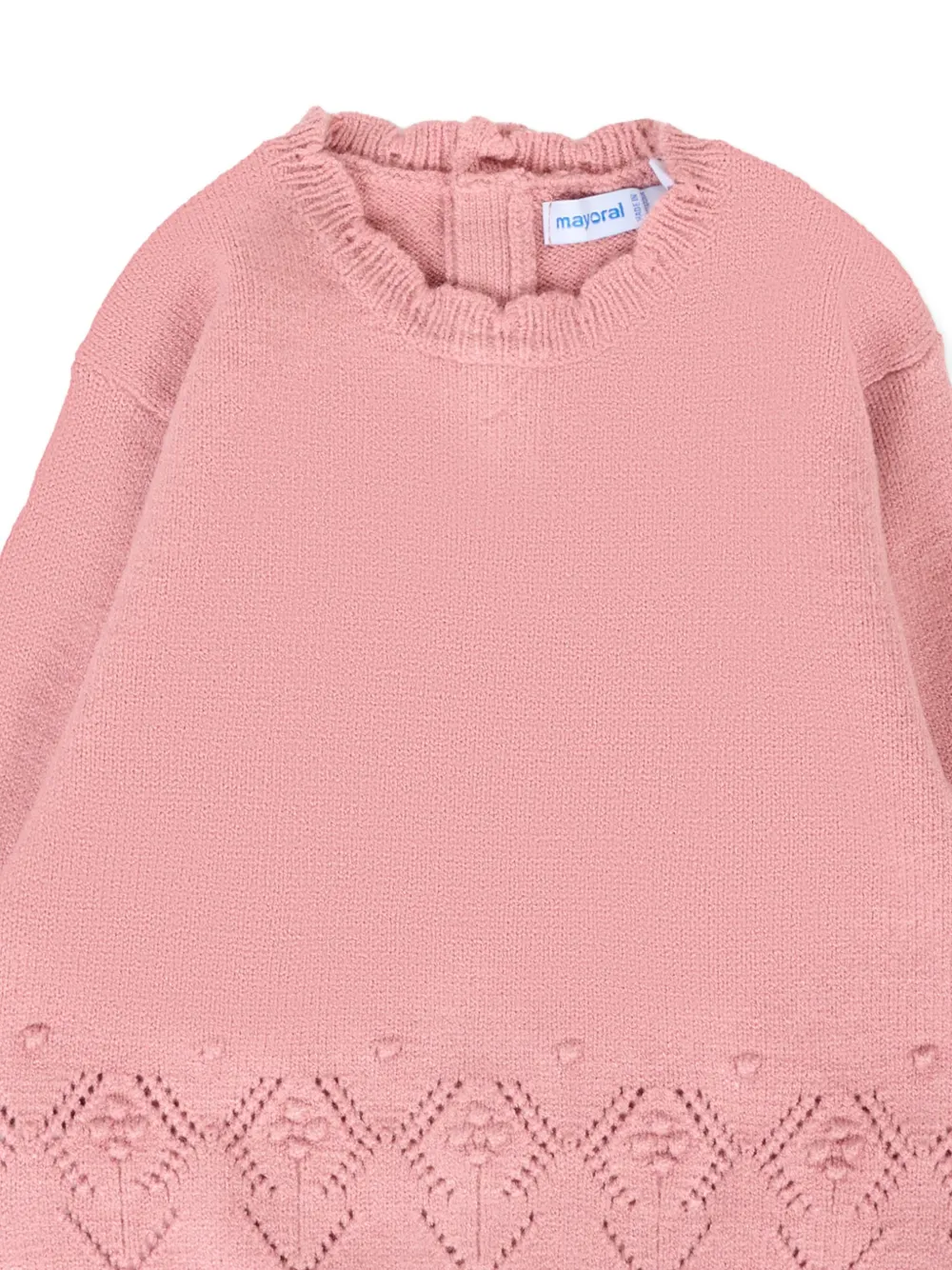 Mayoral ruffled-hem knitted sweater Roze