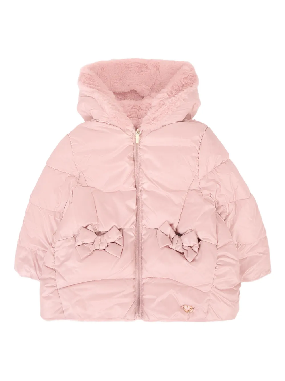 Mayoral Babies' Reversible Bow-detail Quilted Jacket In Pink