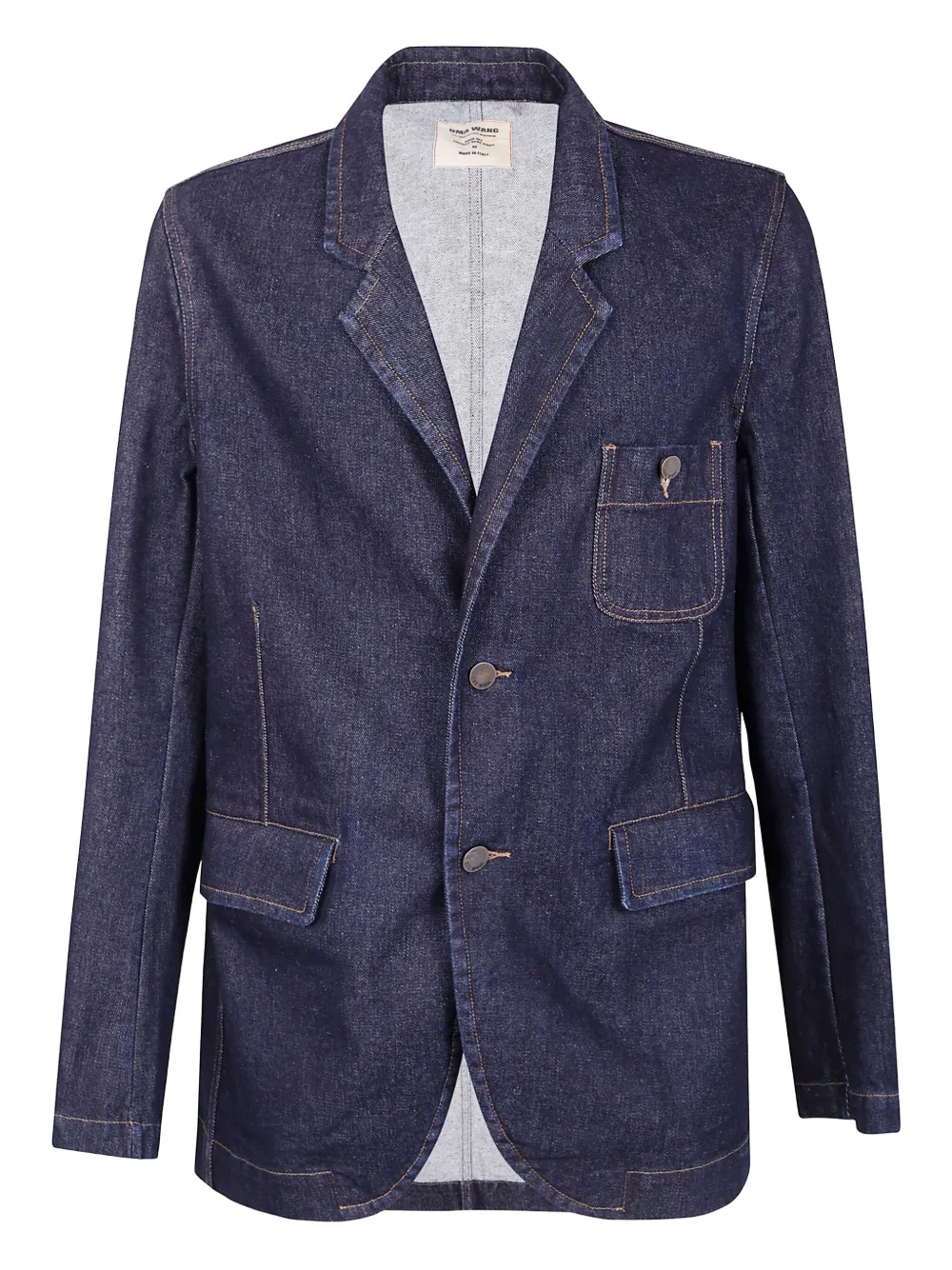 Uma Wang Denim jack met opgestikte zak en knopen Blauw