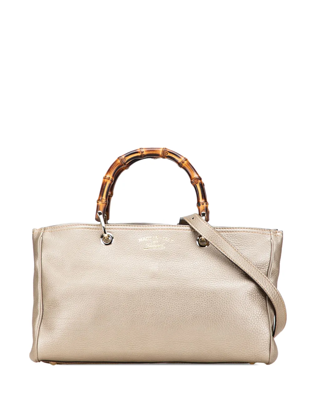 Gucci Pre-Owned 2016-2025 Medium Calfskin Bamboo Shopper satchel | Gold | Image 1