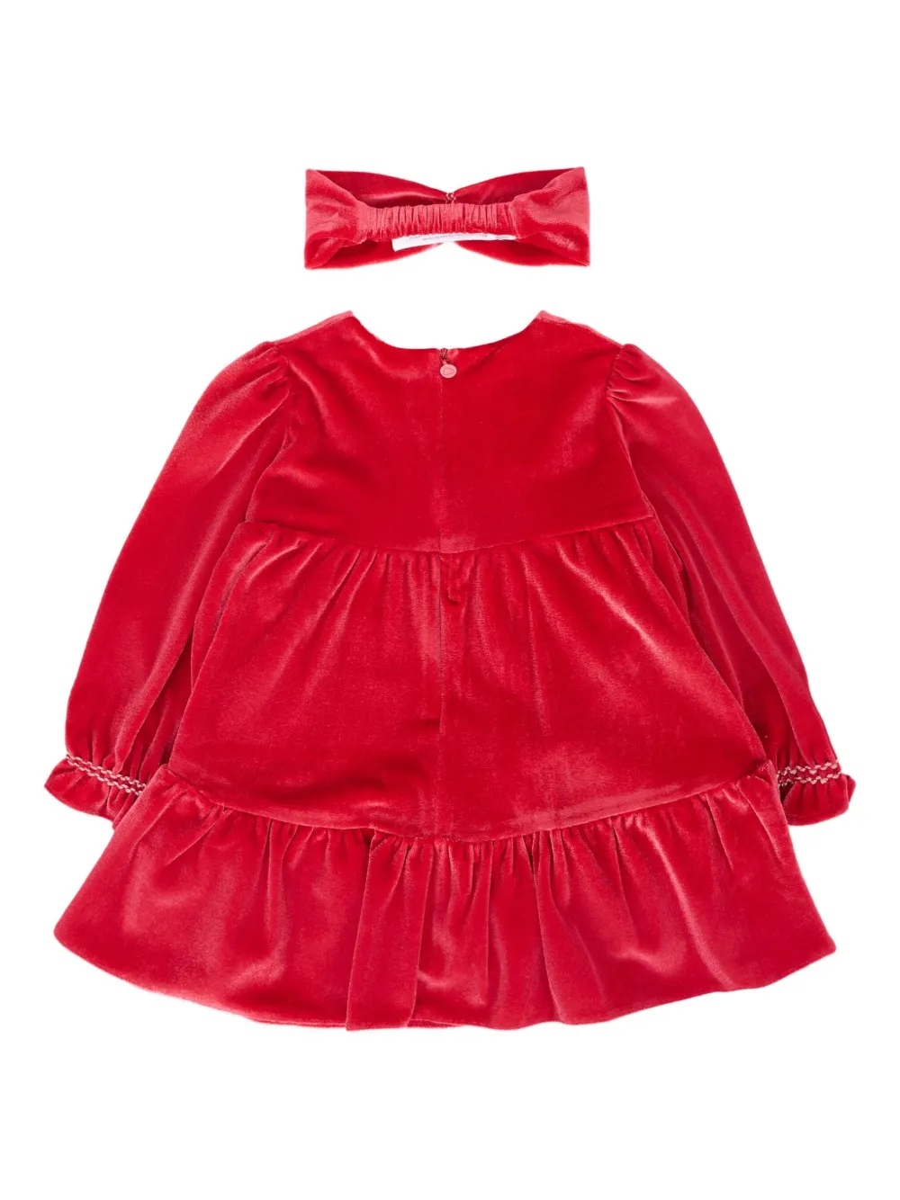 Mayoral velvet smocked dress-headband set Rood