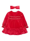 Mayoral velvet smocked dress-headband set - Red
