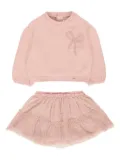 Mayoral bow-embellished ruffled sweater-skirt set - Pink
