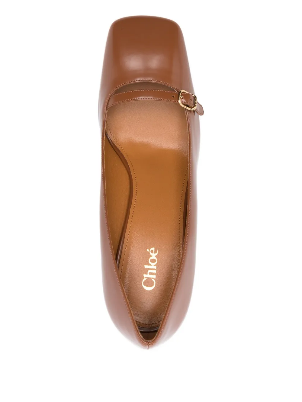 Chloé 75 mm Janis flared pumps met gespdetail Bruin