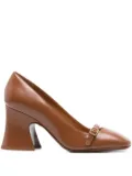 Chloé 75mm Janis buckle-detail flared pumps - Brown