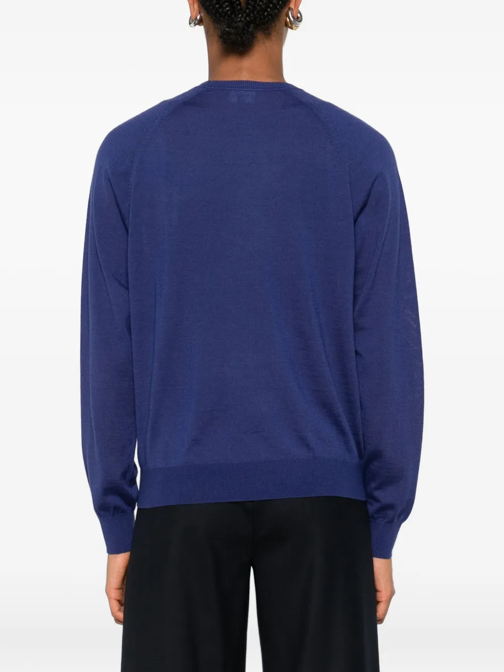 Emporio Armani Embellished Wool Sweater In Blue