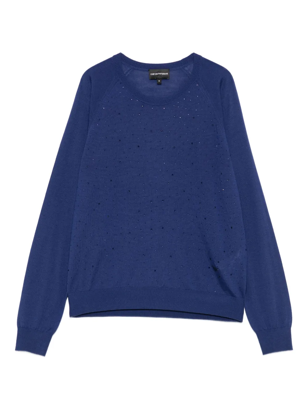 Emporio Armani Embellished Wool Sweater In Blue