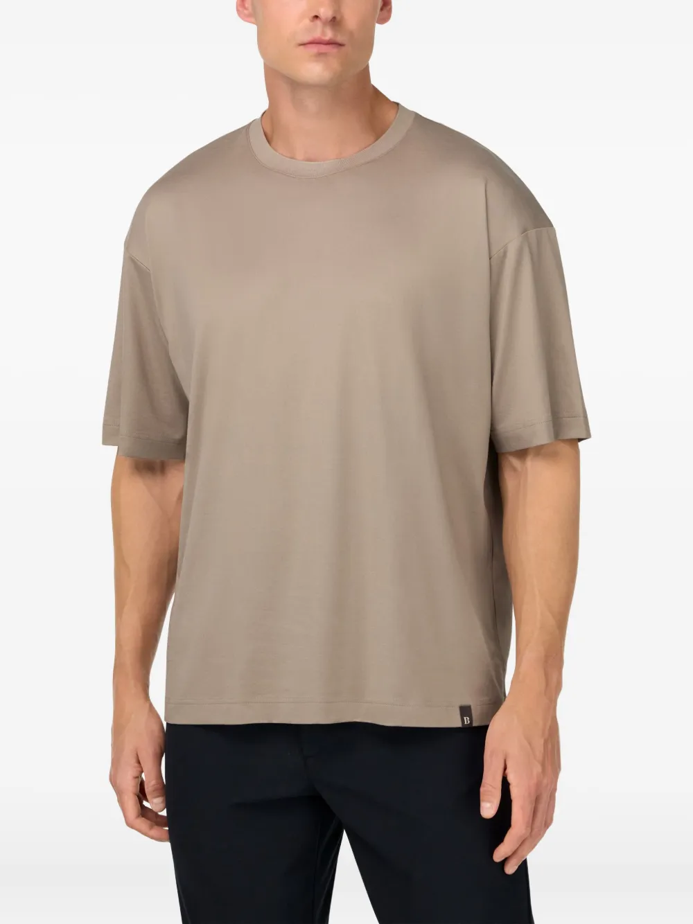 Boggi Milano Hugh Performance T-shirt met logo-applicatie Beige