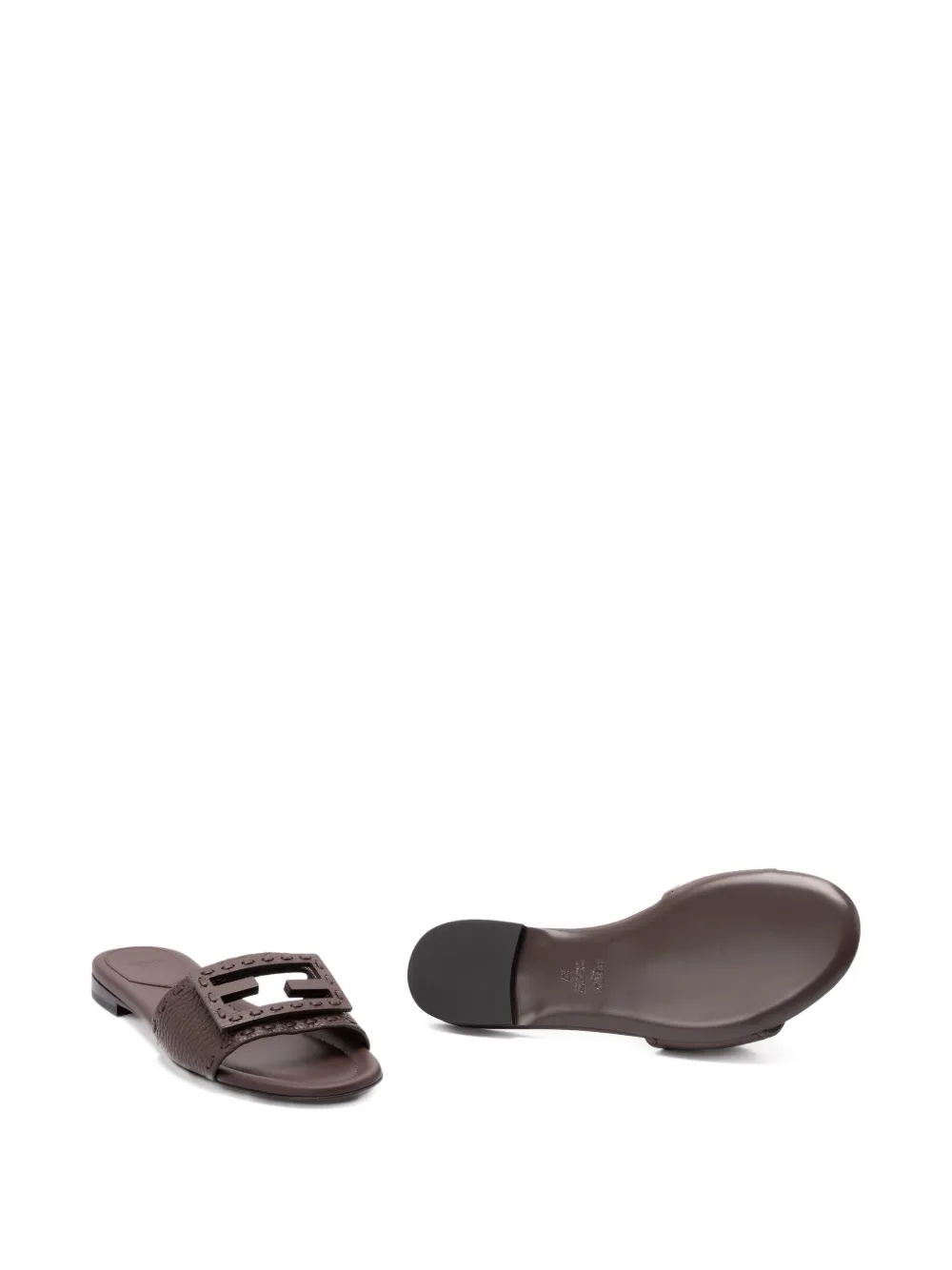 FENDI Baguette flat sandals Brown