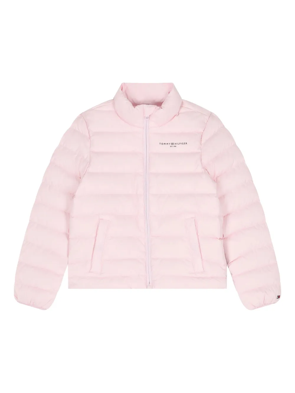 Tommy Hilfiger Junior logo-print puffer jacket Roze