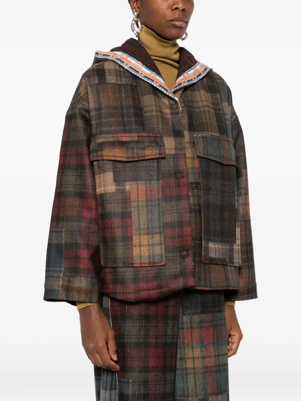 拼贴设计连帽夹克