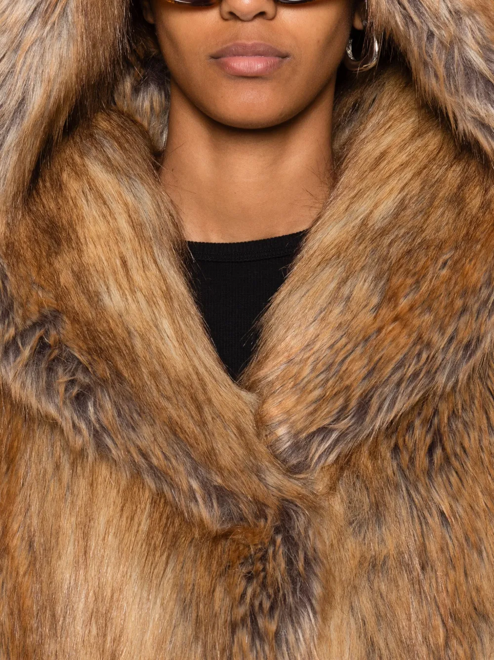 B&b Couture Hooded Long-sleeve Jacket In Brown