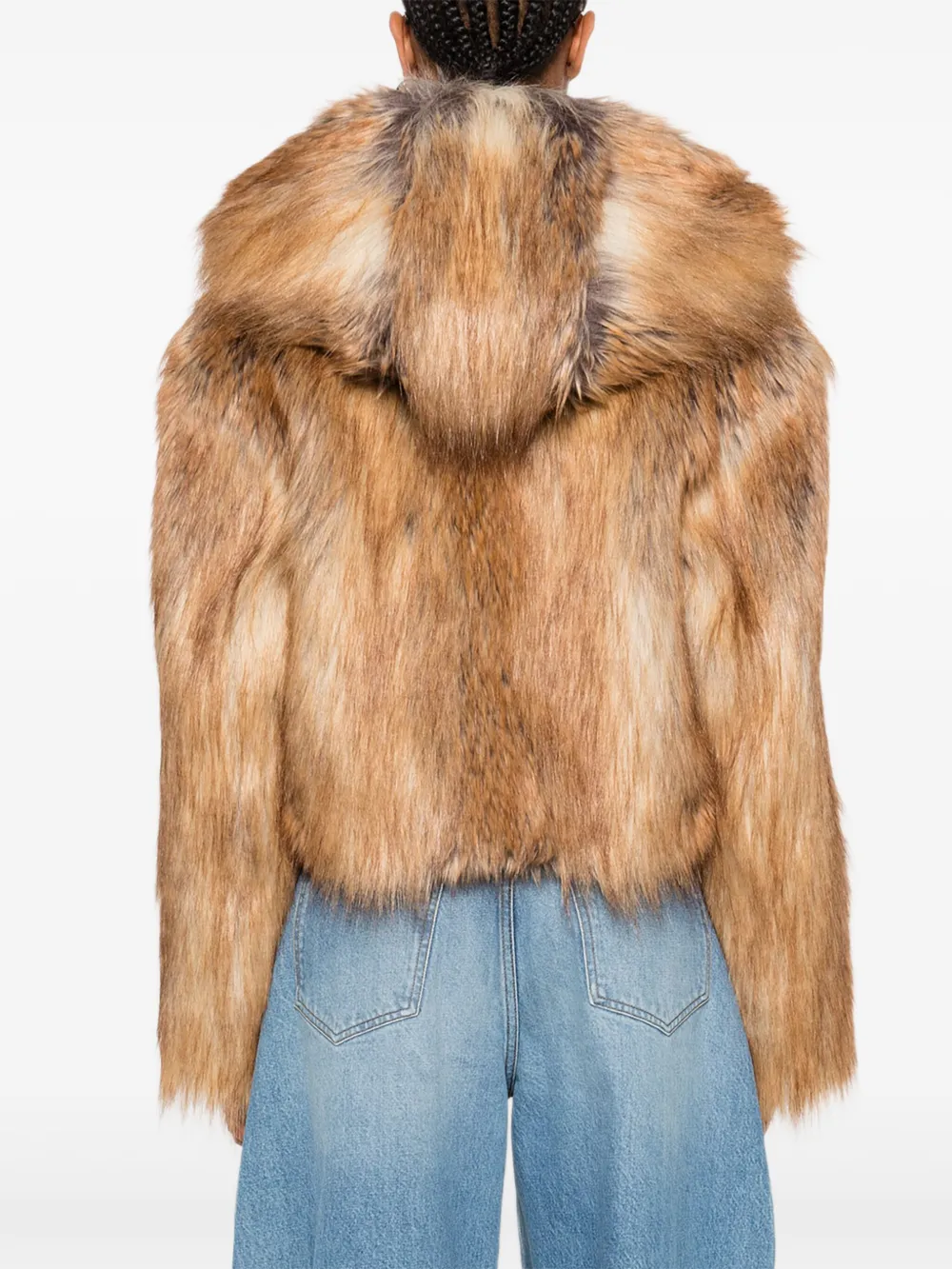 B&b Couture Hooded Long-sleeve Jacket In Brown