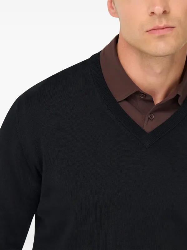 Boggi Milano V-neck merino-wool Sweater Black FARFETCH TR
