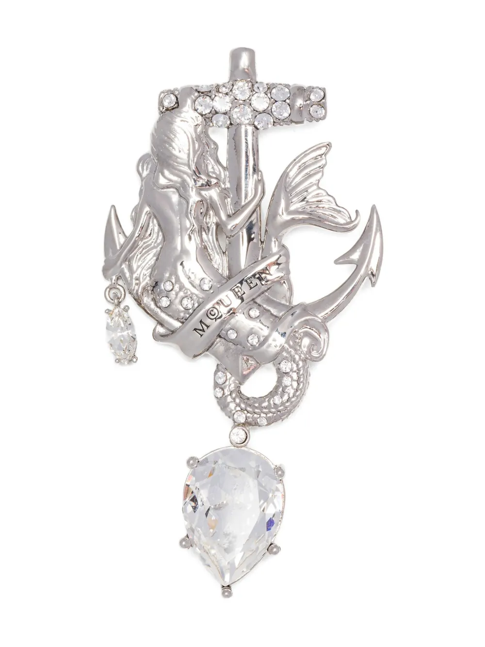 Alexander Mcqueen Anchor Pin Brooch In Silver