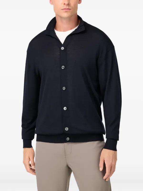 Boggi Milano ribbed-collar Buttoned Cardigan Blue FARFETCH PH