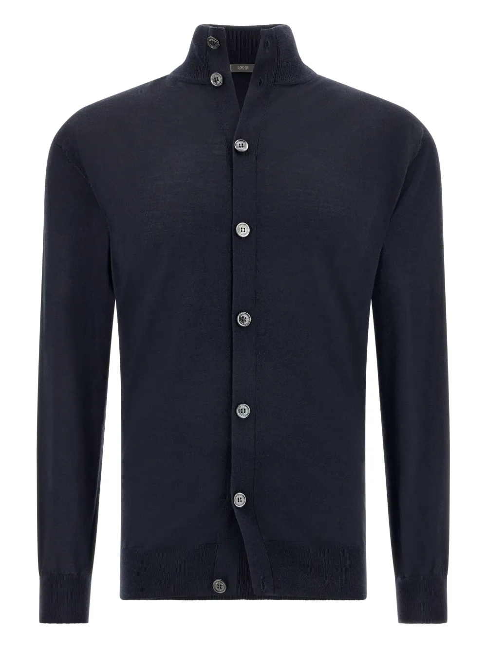 Boggi Milano ribbed-collar buttoned cardigan | Blue | Image 1