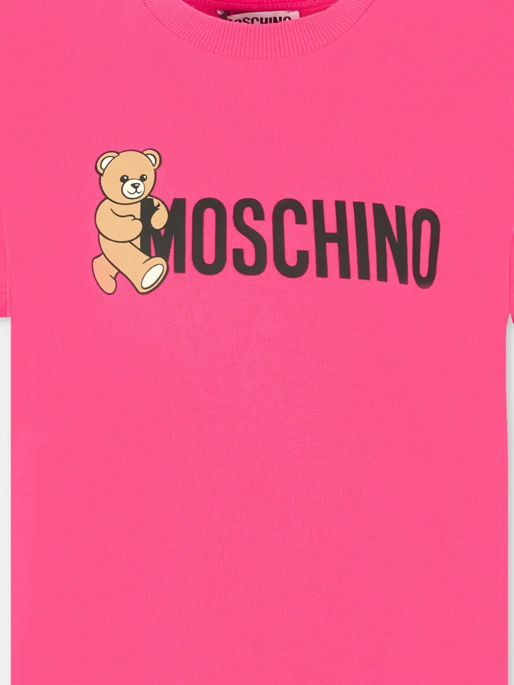 Moschino Kids Teddy Bear-print cotton T-shirt Roze