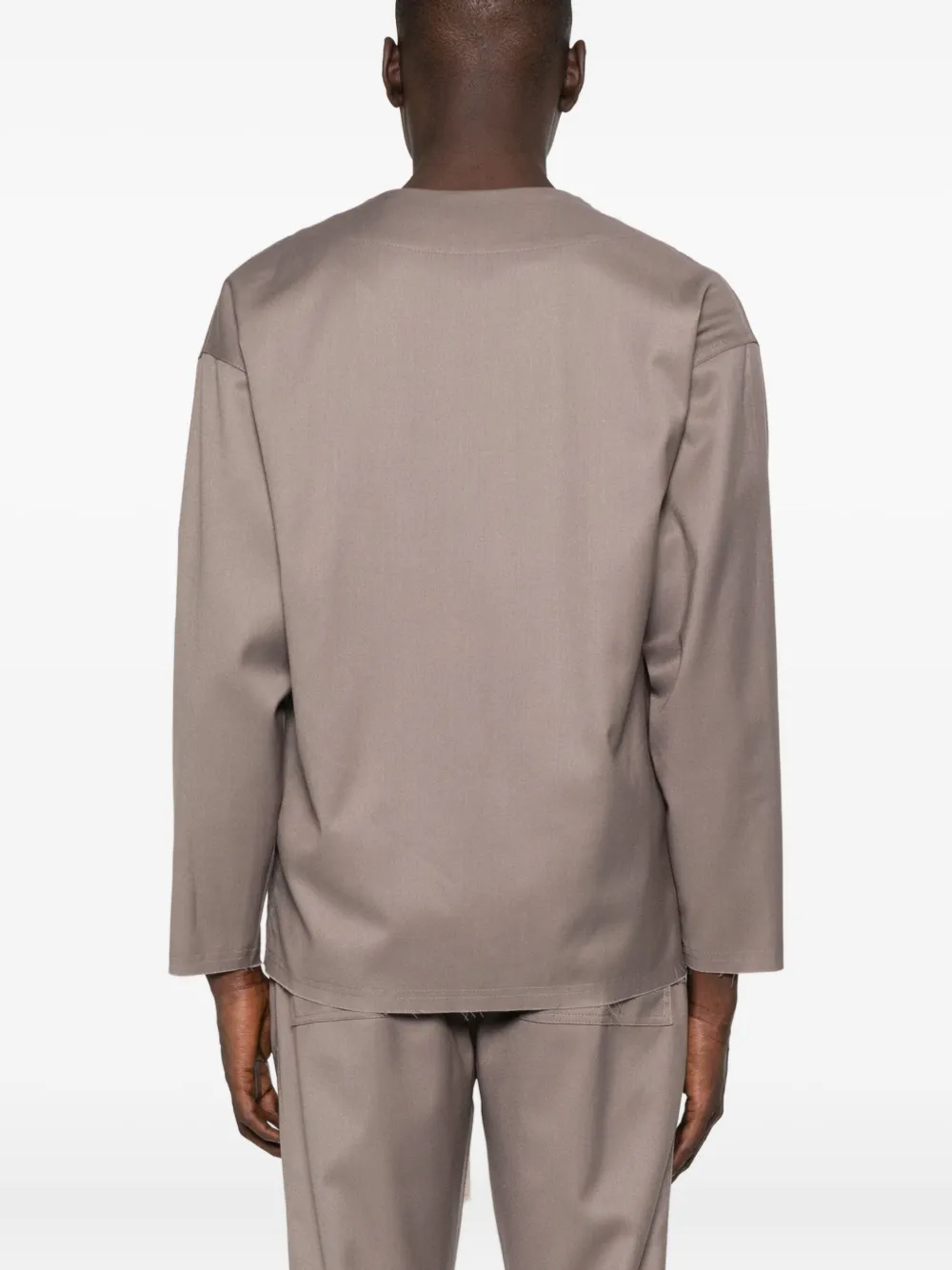 Hamza Thom V-neck Button Blazer In Neutral