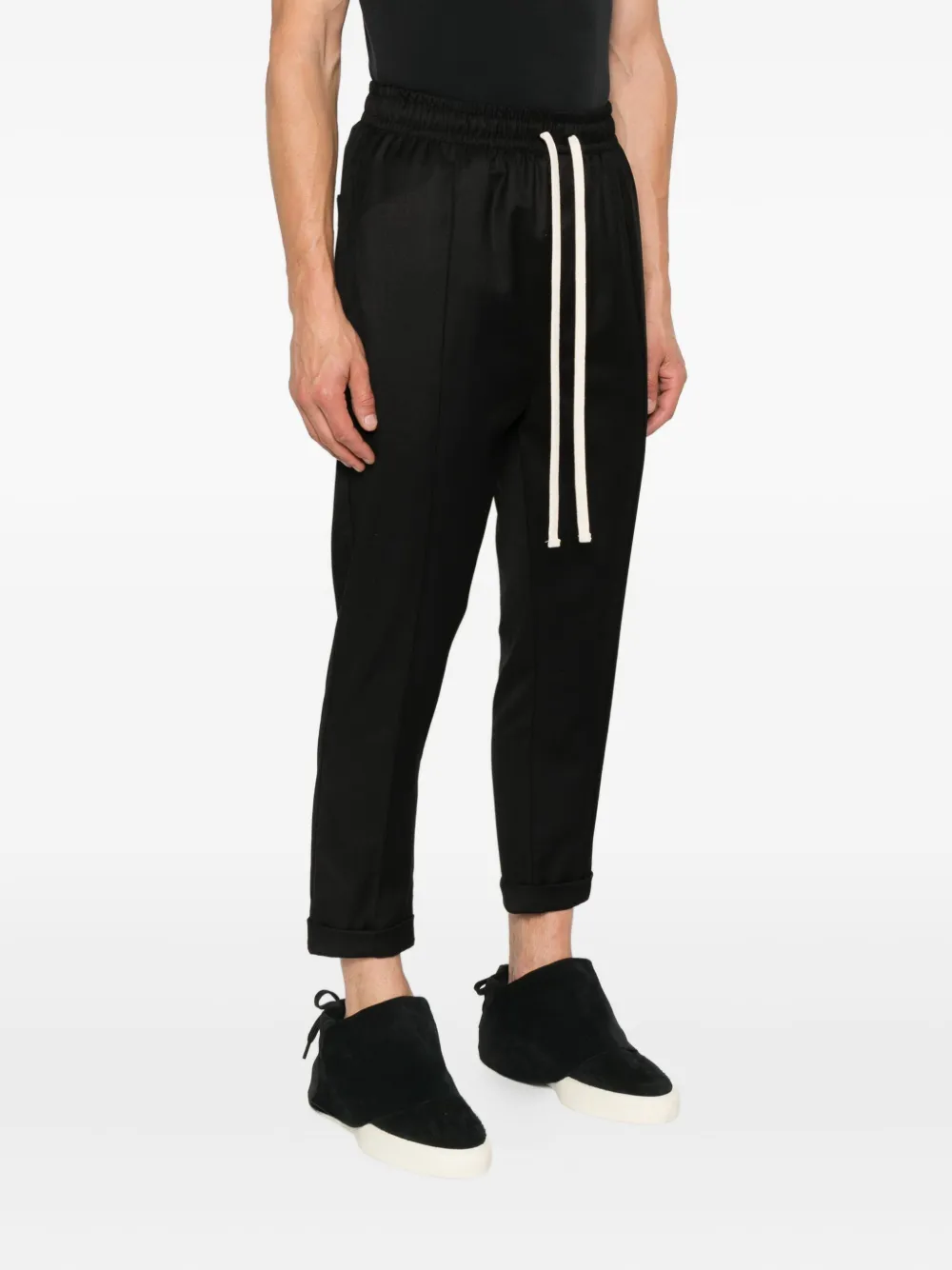  Hamza Drawstring Cuffed Trousers - Black 