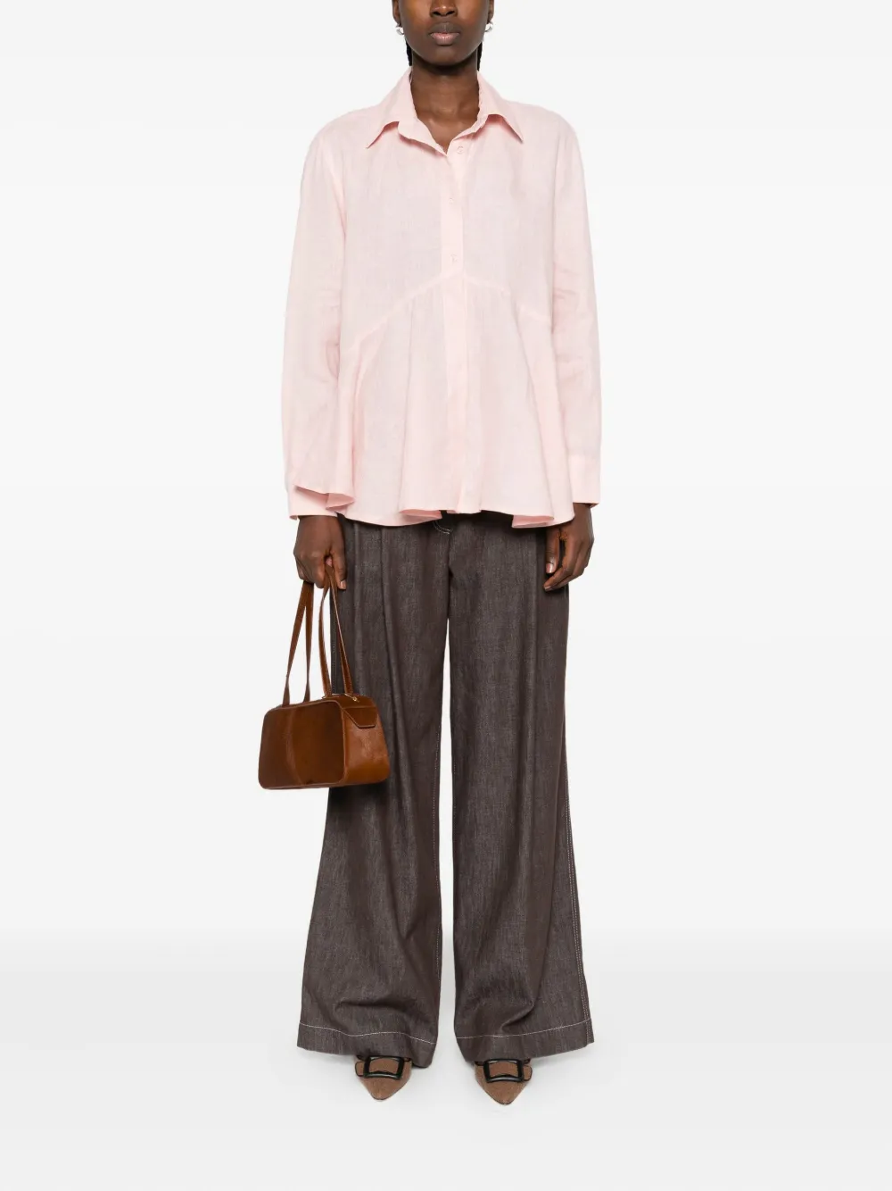 HAMZA Bali linen pink shirt - Roze