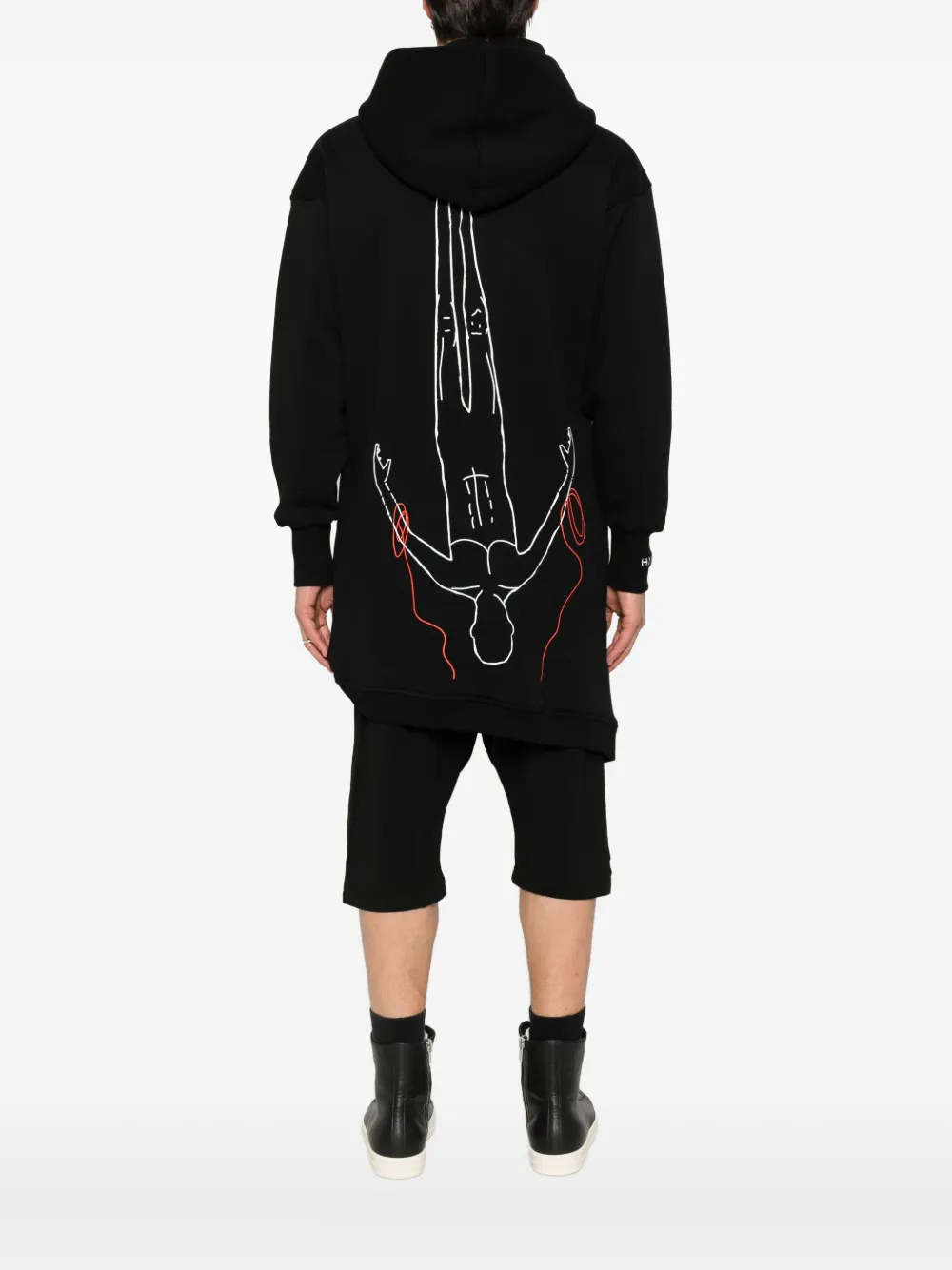 Hamza Japan 3.0 Asymmetric-hemline Hoodie In Black