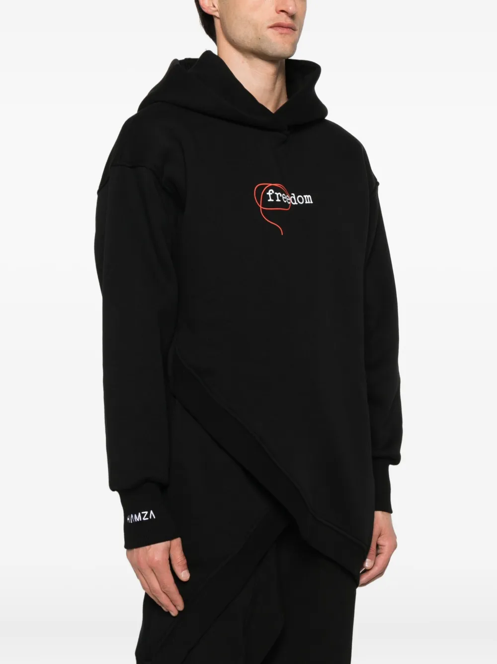 Hamza Japan 3.0 Asymmetric-hemline Hoodie In Black
