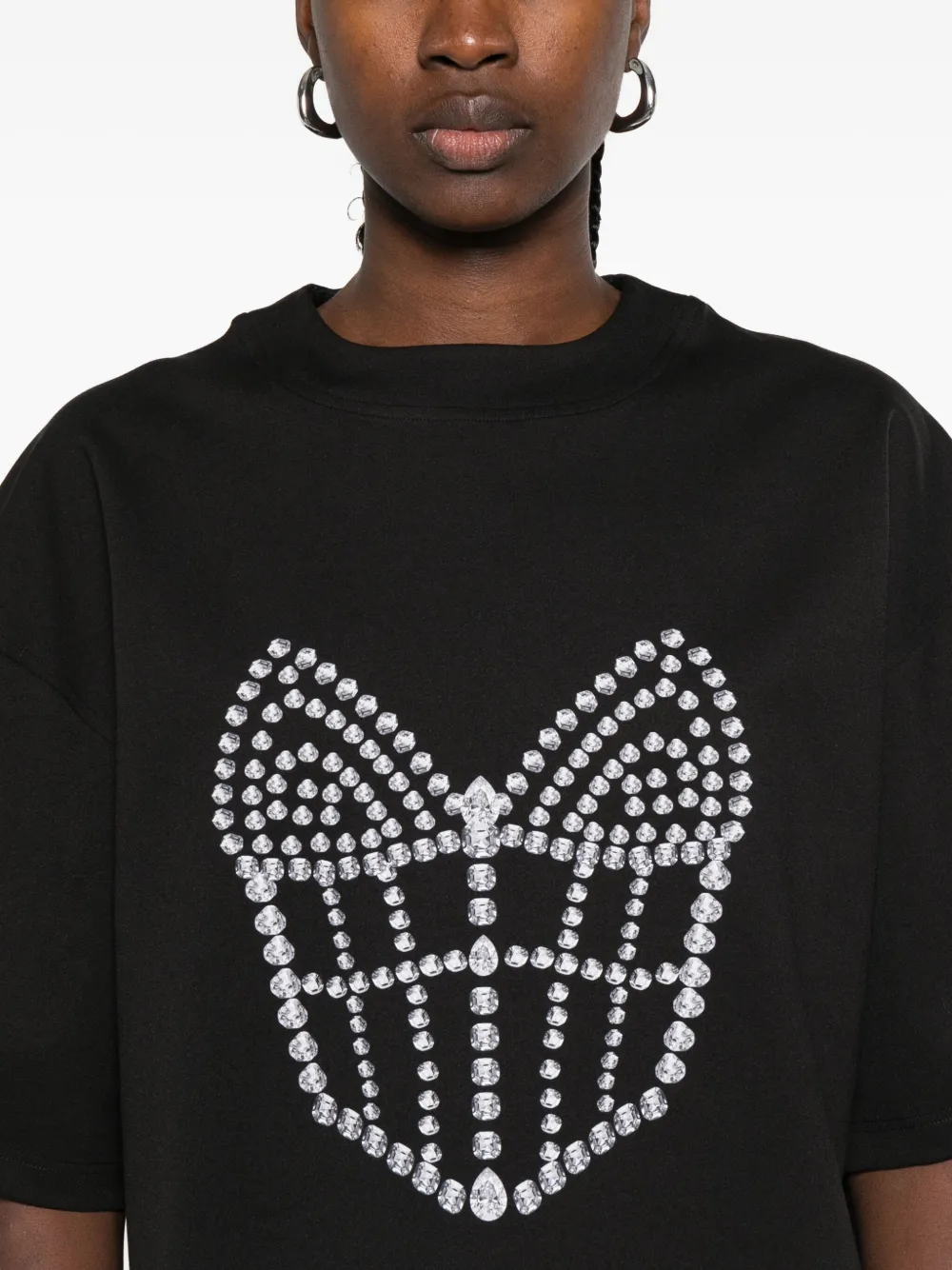 Hamza La Perle Embellished T-shirt In Black