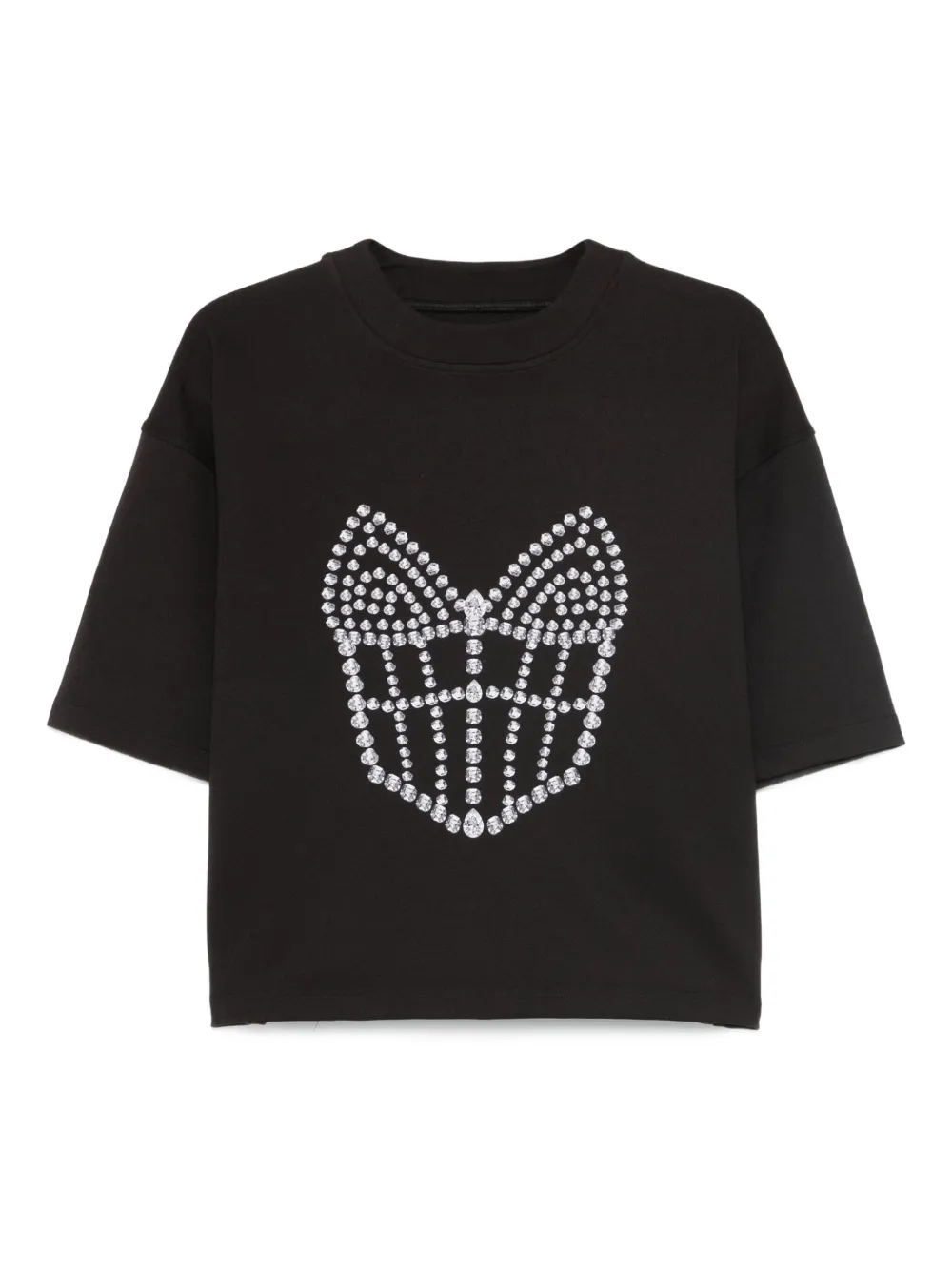 HAMZA La Perle verfraaid T-shirt Zwart