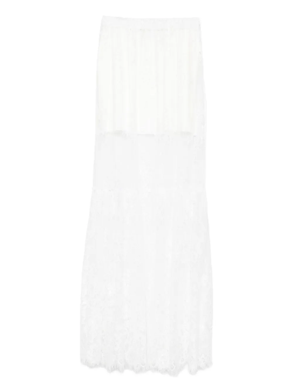 HAMZA Snowflake straight maxi-rok met kanten vlakken Wit