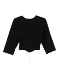 HAMZA corset-detail three-quarter sleeve top - Black