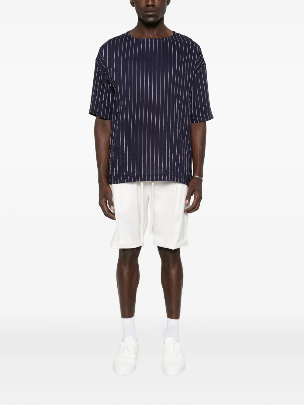 Hamza Drawstring Elastic-waistband Shorts In White