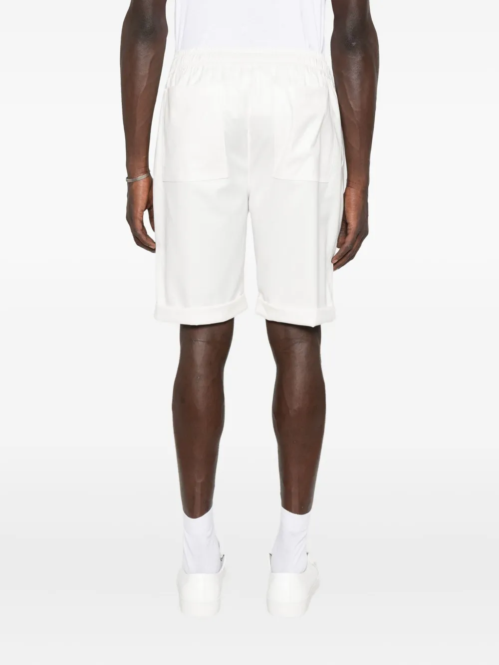 Hamza Drawstring Elastic-waistband Shorts In White