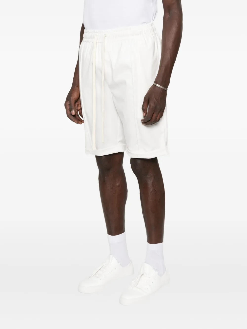 Hamza Drawstring Elastic-waistband Shorts In White