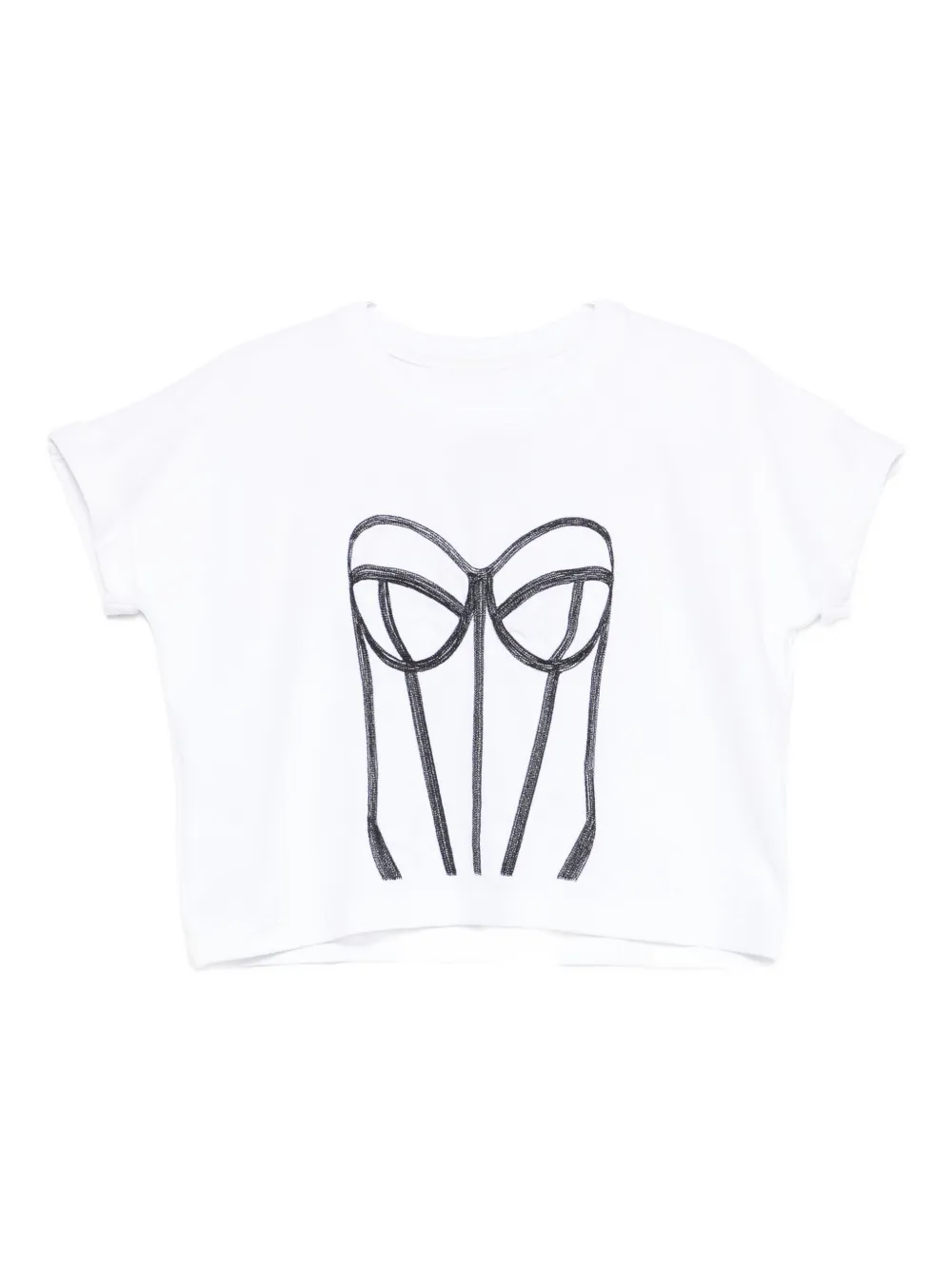 HAMZA corset-print T-shirt Wit