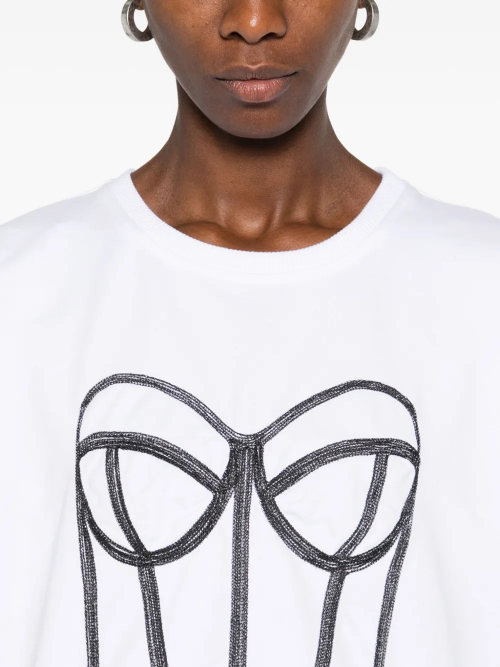 HAMZA corset-print T-shirt Wit