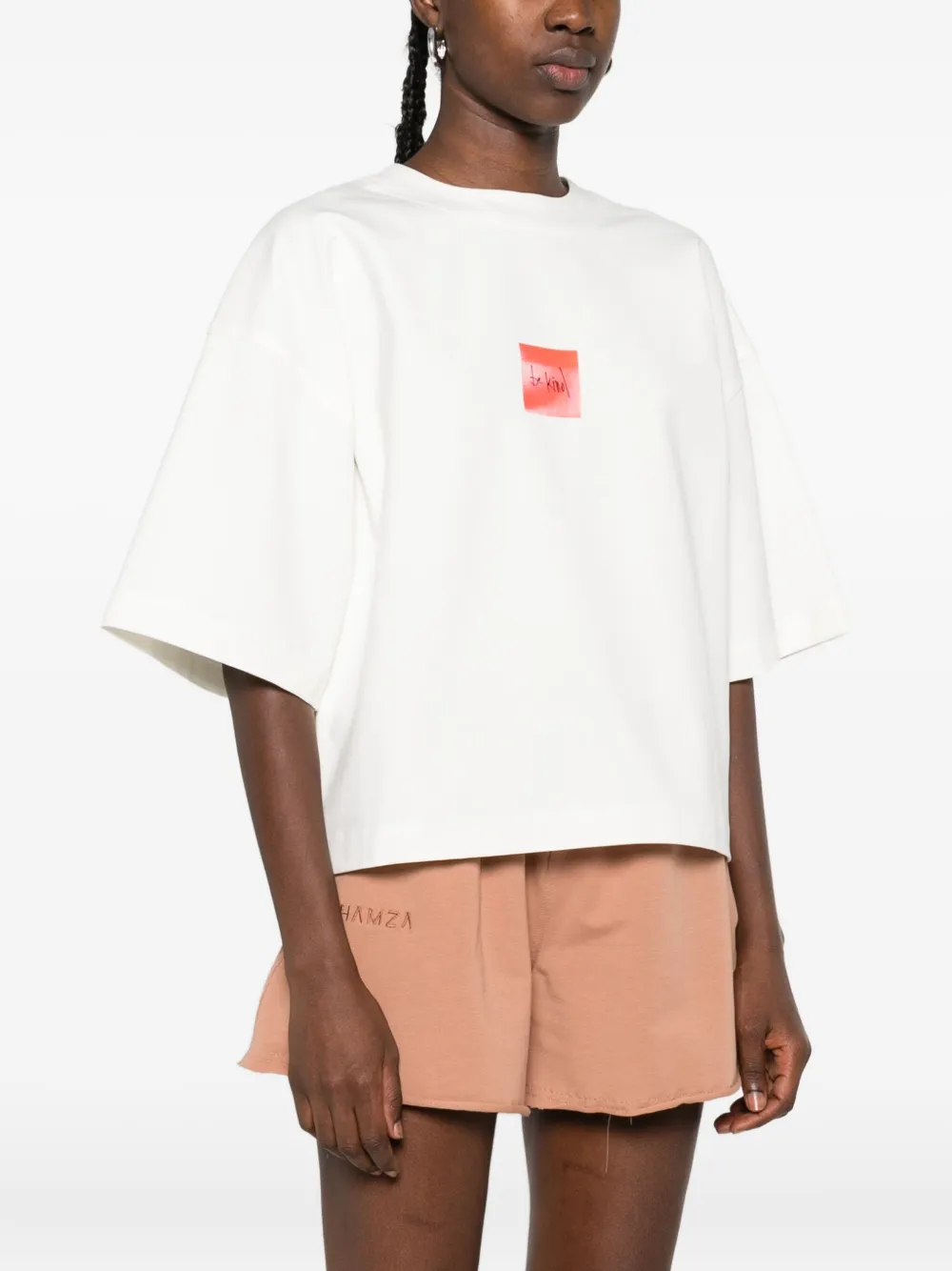 HAMZA Heart Post T-shirt met print Wit