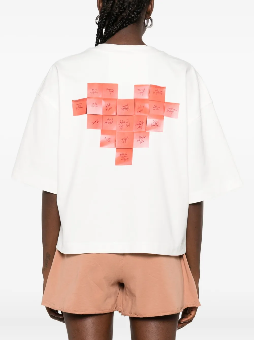 HAMZA Heart Post T-shirt met print Wit