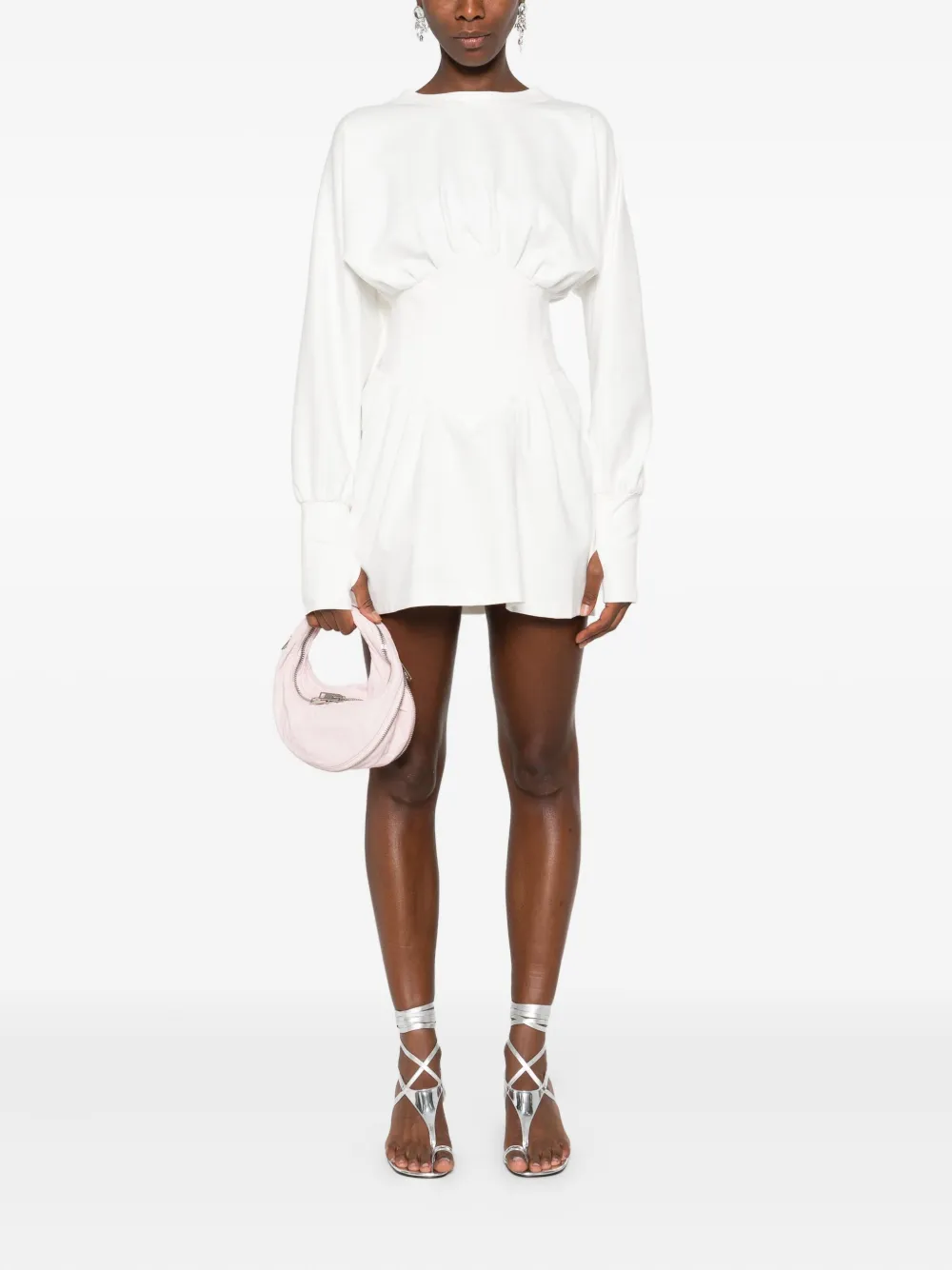 HAMZA long-sleeve fitted dress - Wit