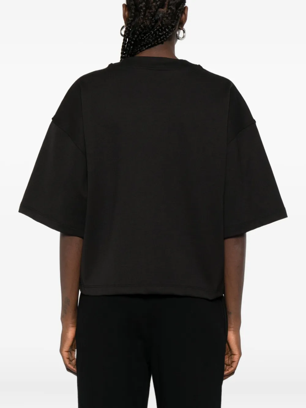 HAMZA Luna T-shirt met strik van kant Zwart