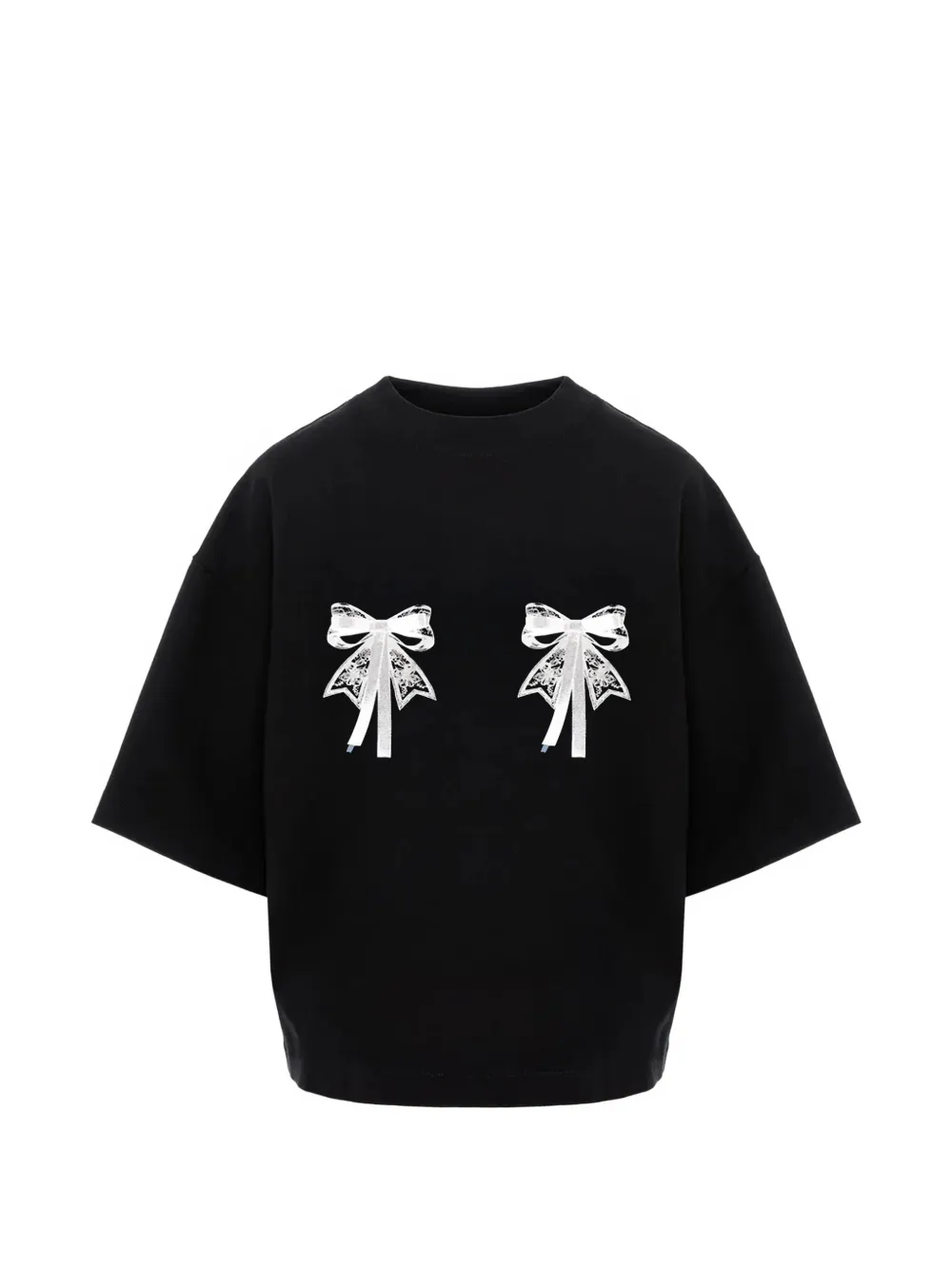 HAMZA Luna lace-bow T-shirt - Nero