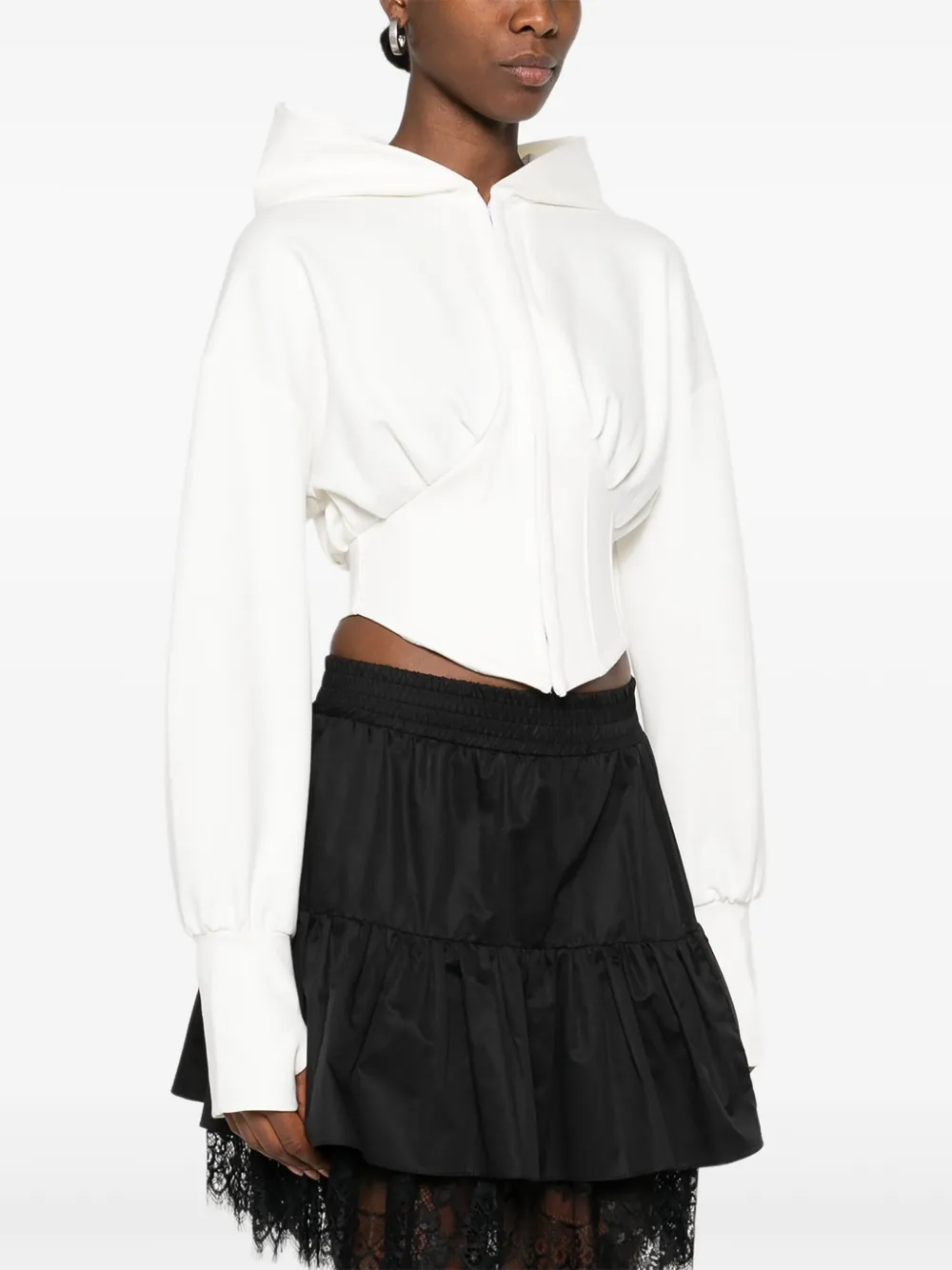  Hamza Zip-front Hoodie - White 