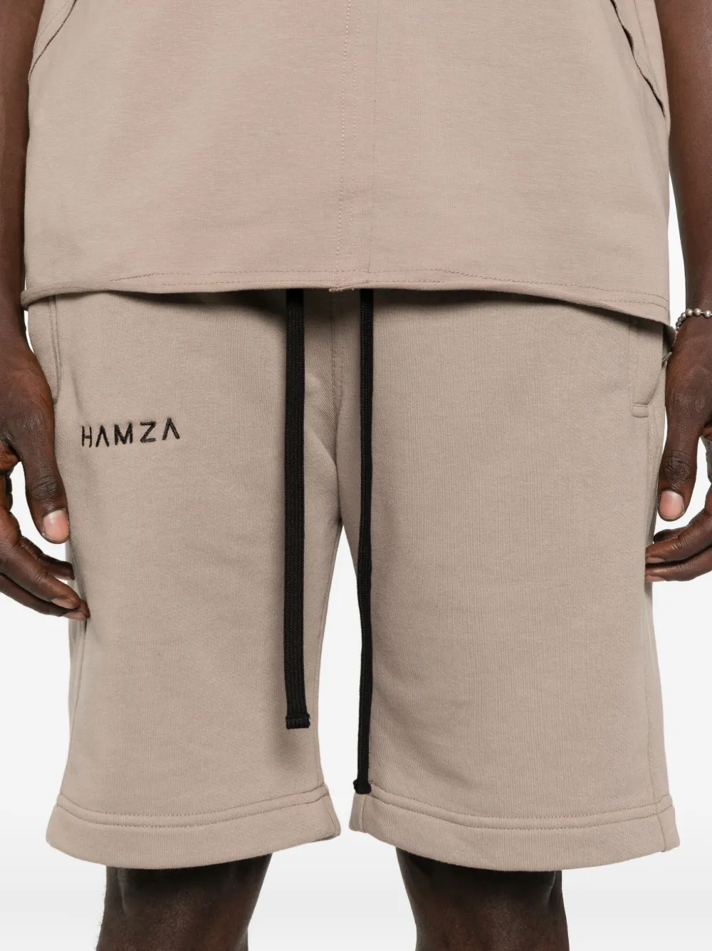 HAMZA Trainingsshorts van katoenblend Beige