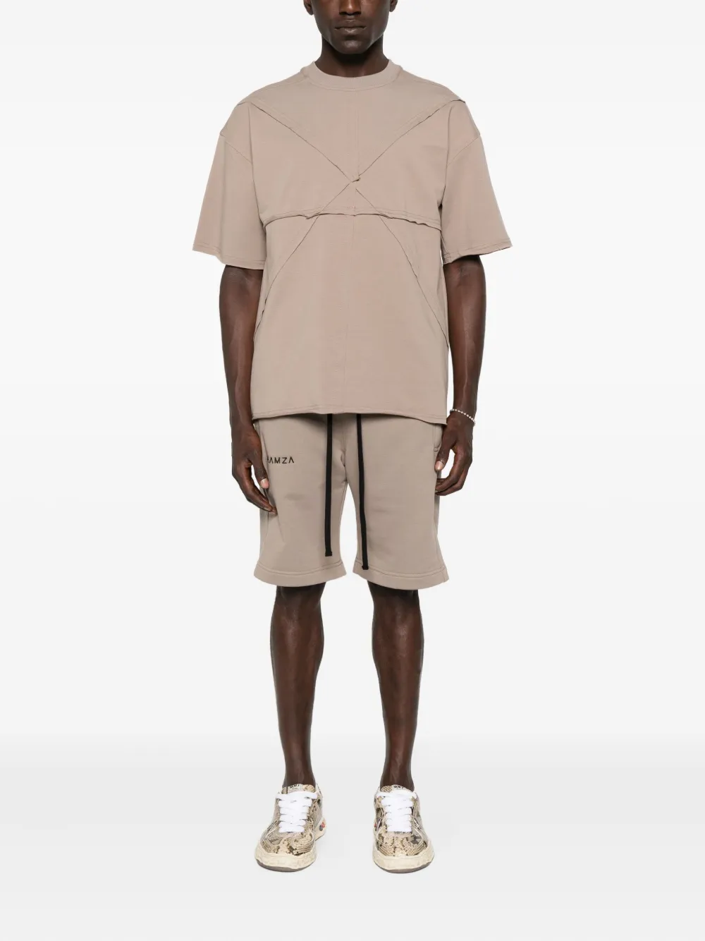 HAMZA Trainingsshorts van katoenblend Beige