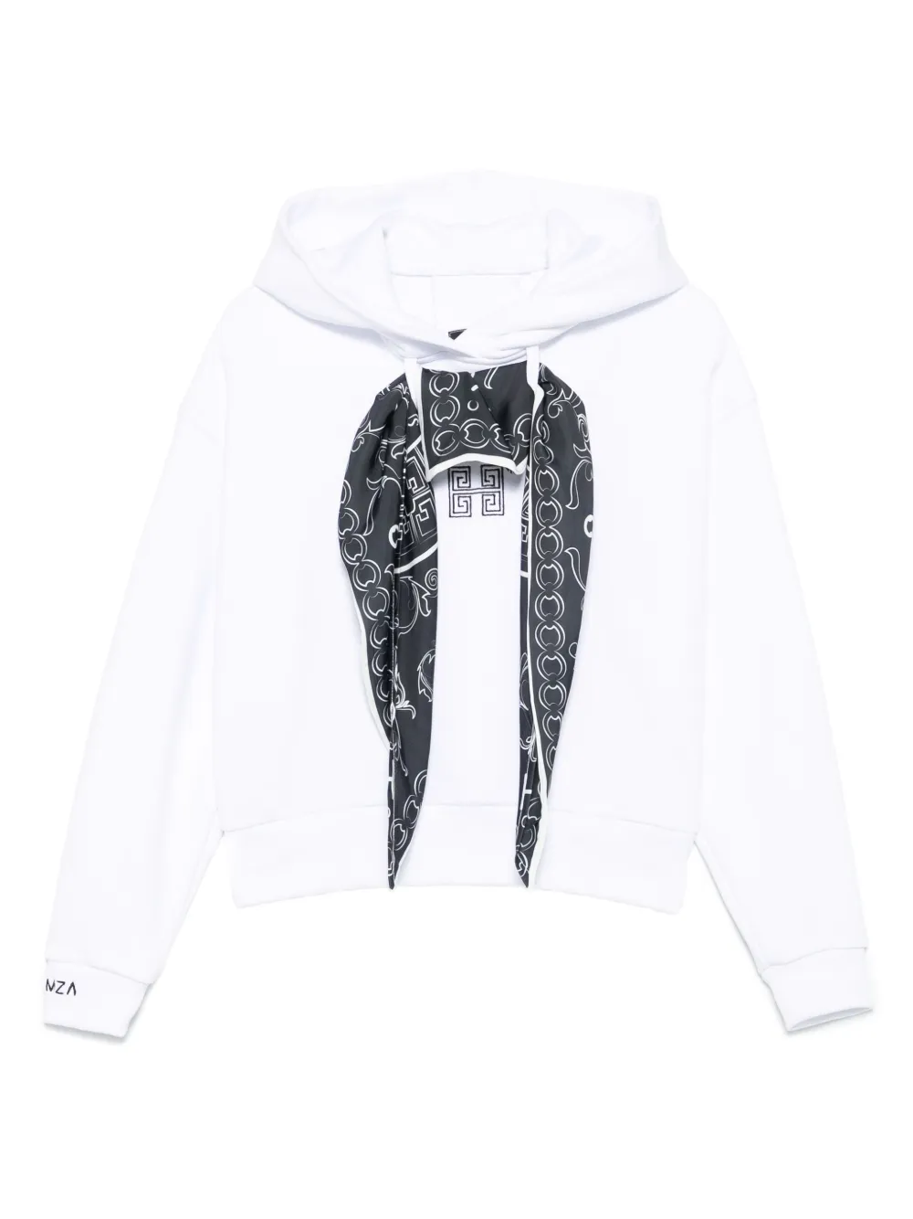 HAMZA Tiffany scarf-detail hoodie | White | Image 1