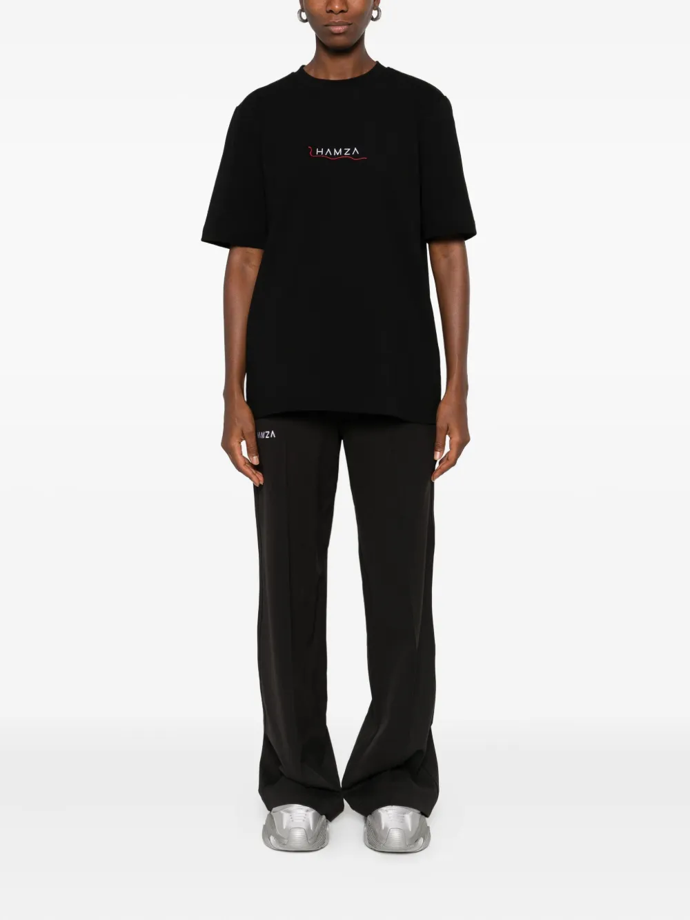 HAMZA Touch embroidered short-sleeve T-shirt Zwart