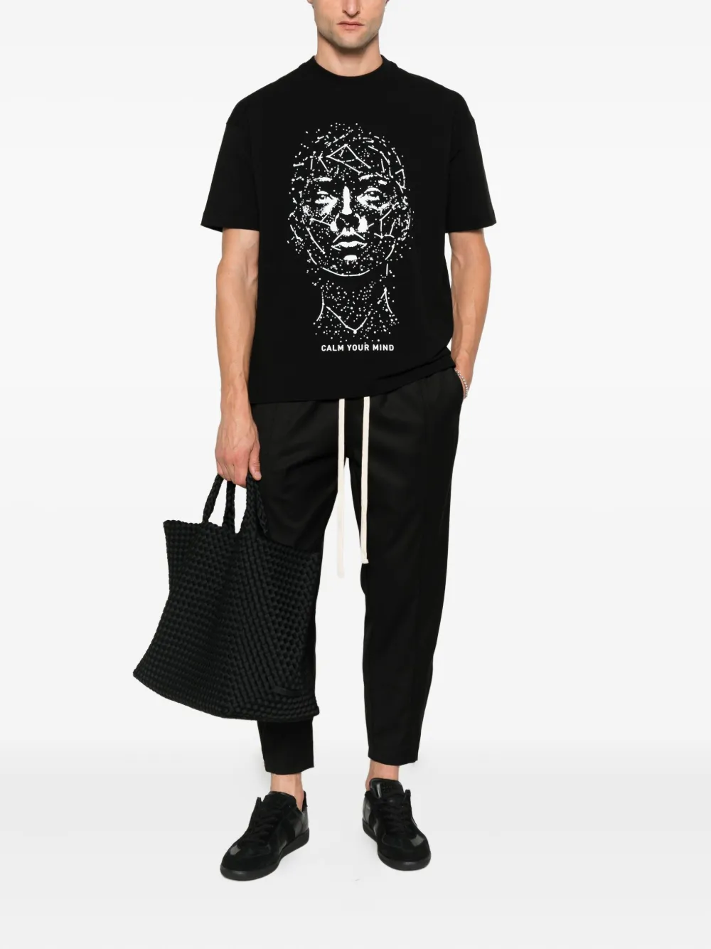 HAMZA face-print T-shirt - Zwart
