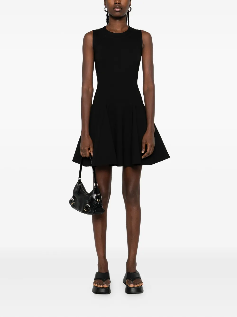 HAMZA sleeveless skater mini day dress - Zwart